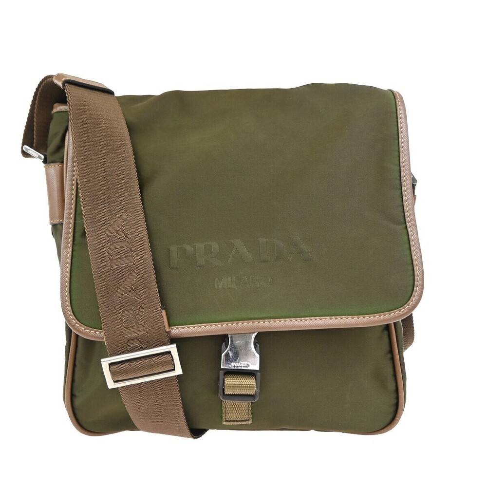 Prada Logo Buckle Messenger Nylon